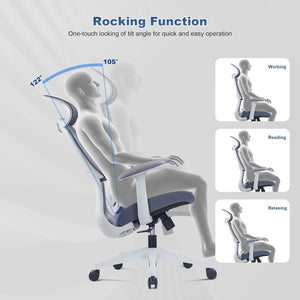 VOFFOV® High Back Office Chair with Lumbar Support,Gray