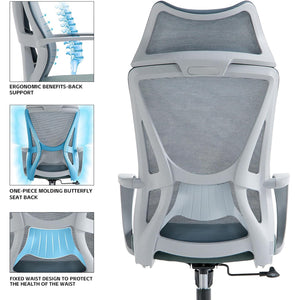 VOFFOV® Office Chair with Headrest Lumbar Support Armrest