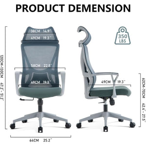 VOFFOV® Office Chair with Headrest Lumbar Support Armrest