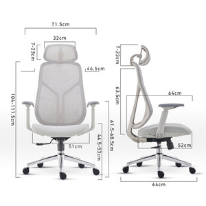 VOFFOV® 3D Ergonomic Chair with 3D Adjustable Armrests, Adjustable Headrest