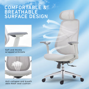 VOFFOV® 3D Ergonomic Chair with 3D Adjustable Armrests, Adjustable Headrest