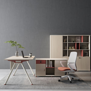 VOFFOV® Rectangular Executive Desk with Side Cabinet