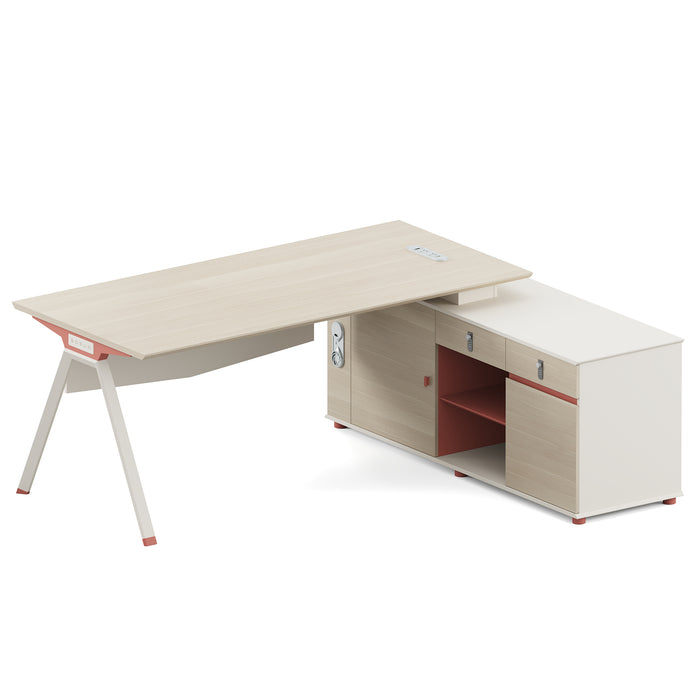 VOFFOV® Modern L Shaped Executive Desk with Side Storage