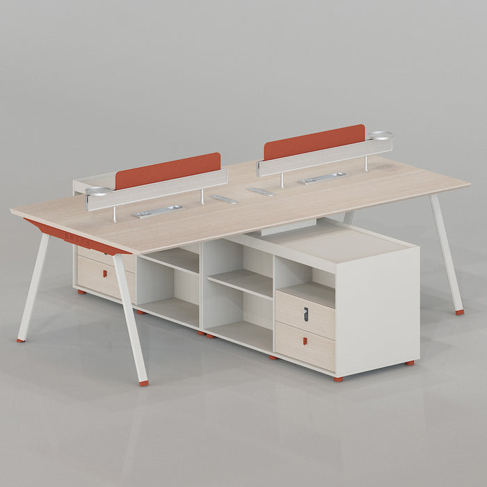 VOFFOV® 4 Person Workstation Desk with Storage