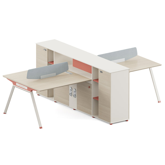 VOFFOV® Bench Workstation for 4 Person with Storage