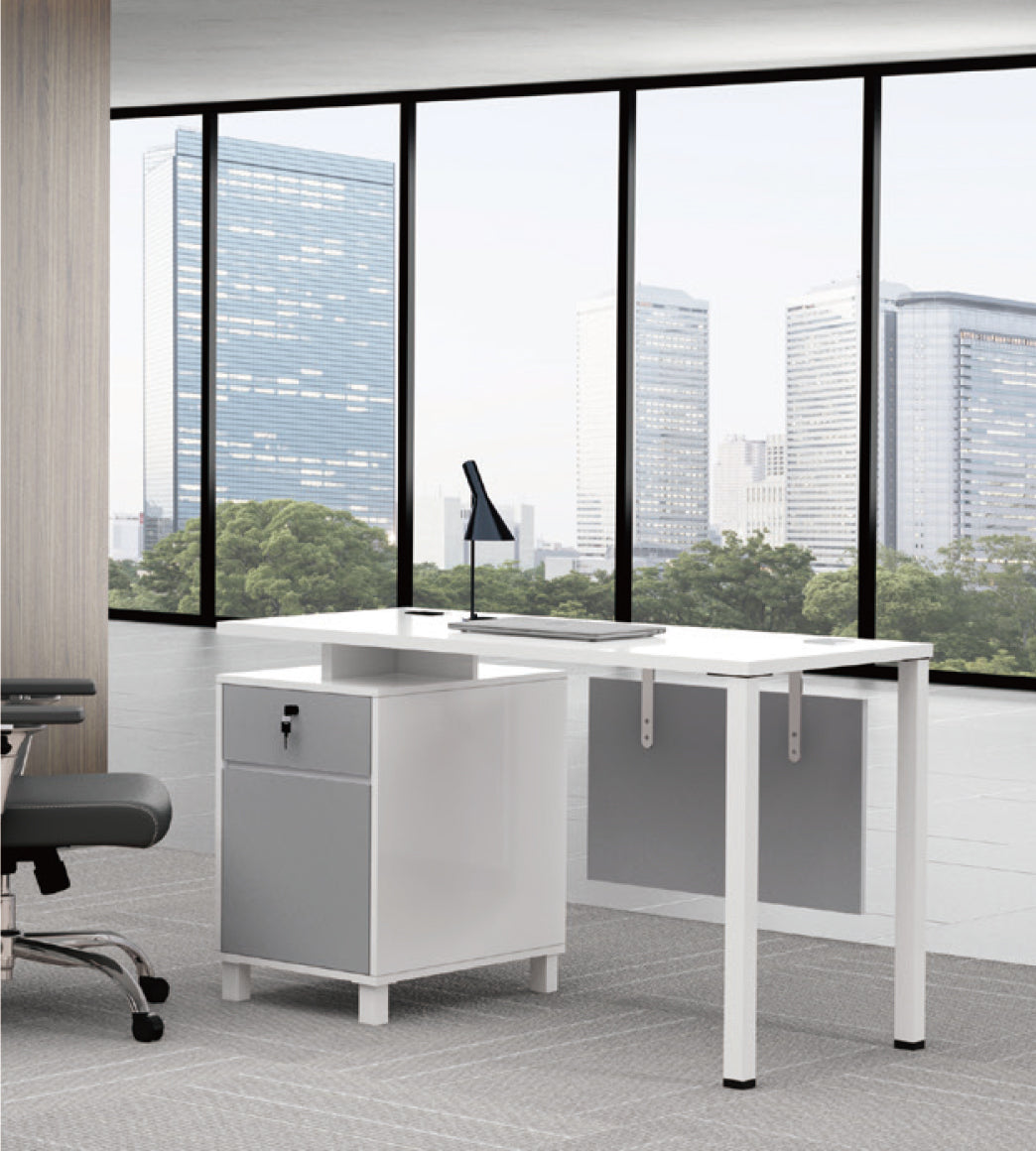 Writing Table with Drawer Storage White - VOFFOV Office Writing Table